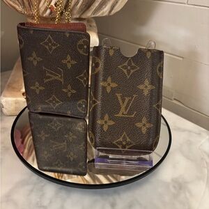 Bundle ~ 2 Louis Vuitton Iconic Monogram Card Cases Single Pocket + Bifold EUC
